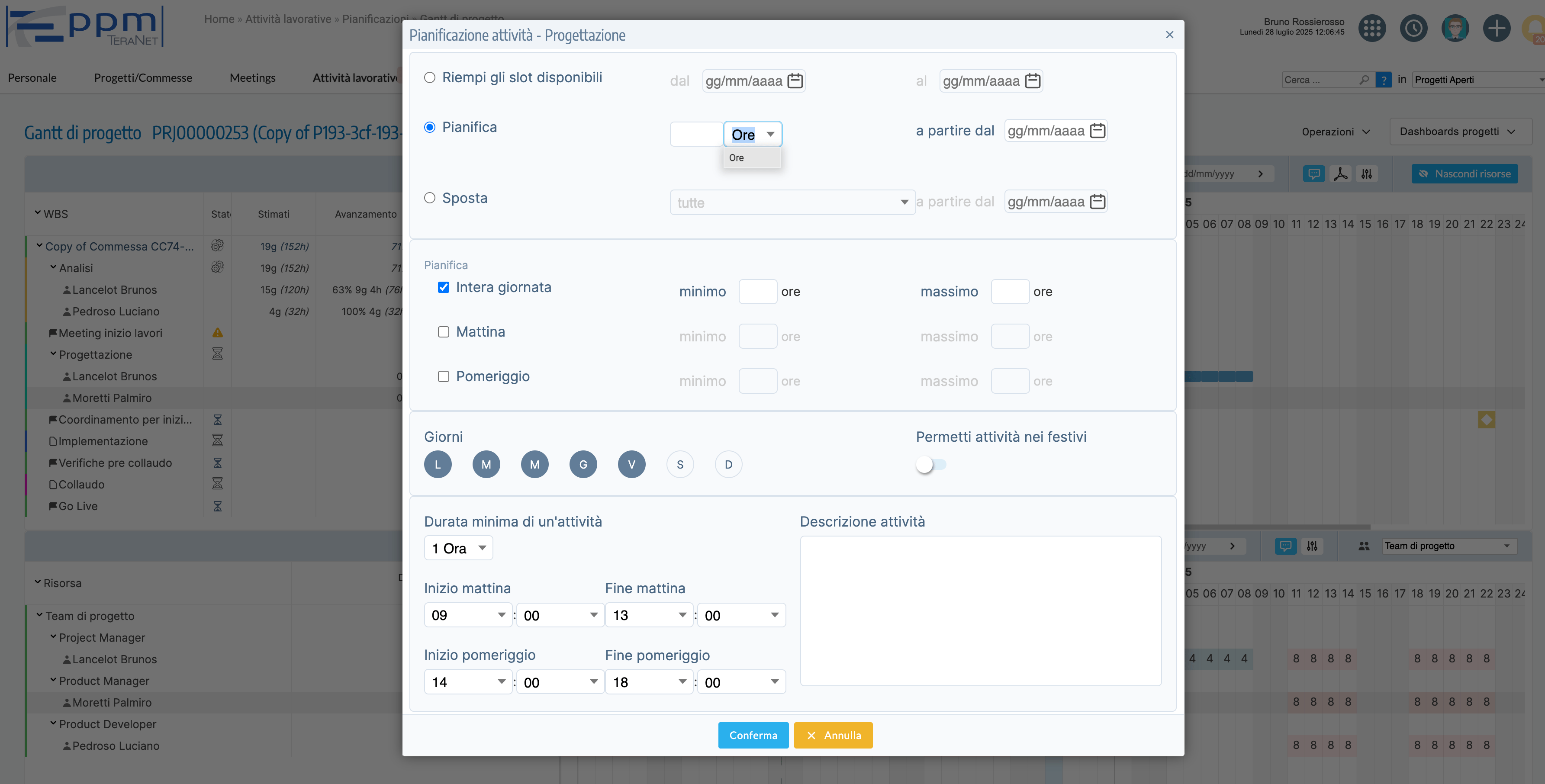 pianificazione massiva sulla persona con T-SmartPlanner su Gantt