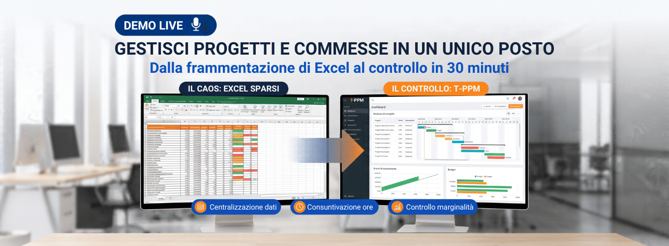 Demo Live Project Portfolio Management - Come azzerare i tempi e proteggere la marginalità dei tuoi progetti Demo Live Project Portfolio Management - Come azzerare i tempi e proteggere la marginalità dei tuoi progetti